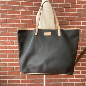 •Coach Metro Black Saffiano Leather Beige Trim Tote